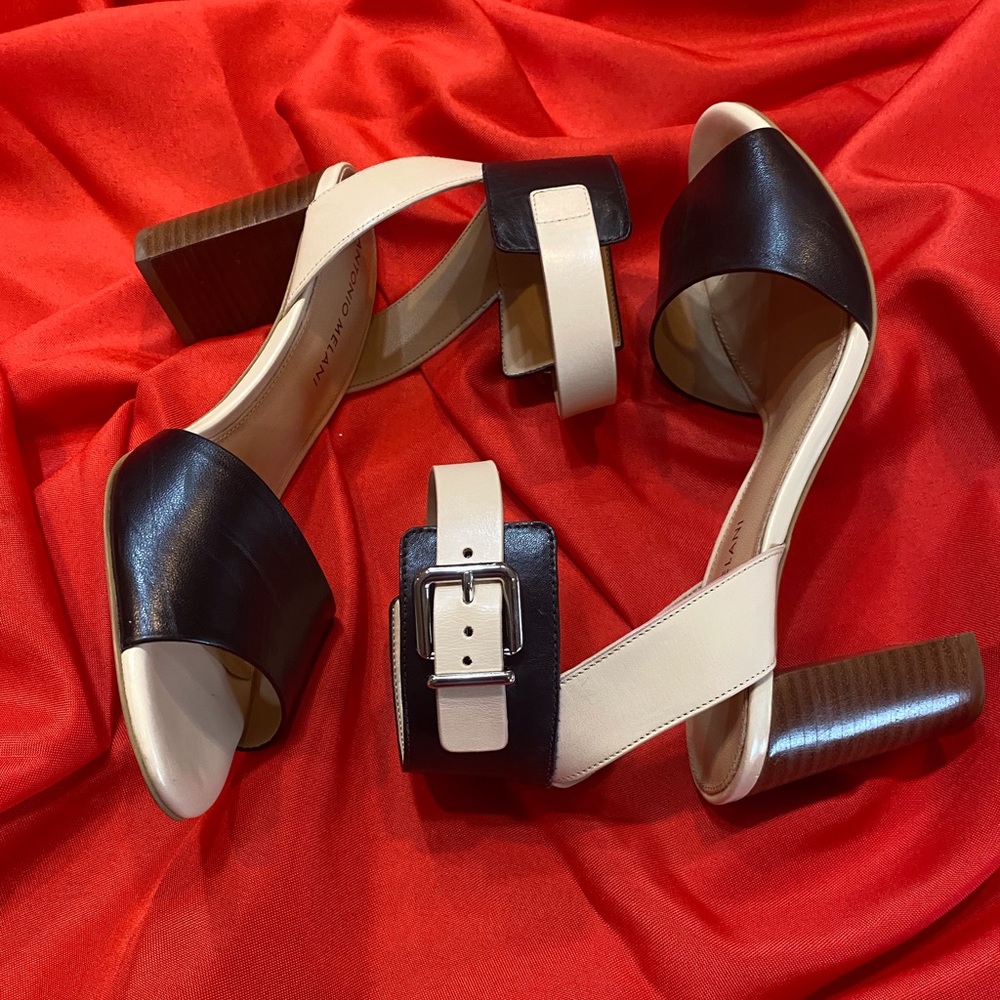 ANTONIO MELANI Nahla Black Cream Shoes  Size 8.5